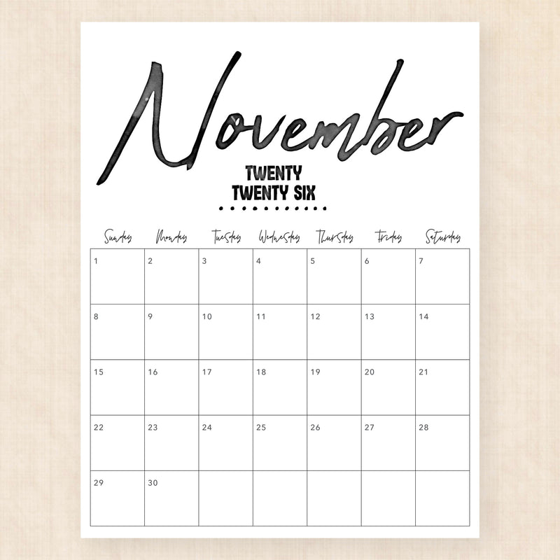 november 2026 calendar zebra zest