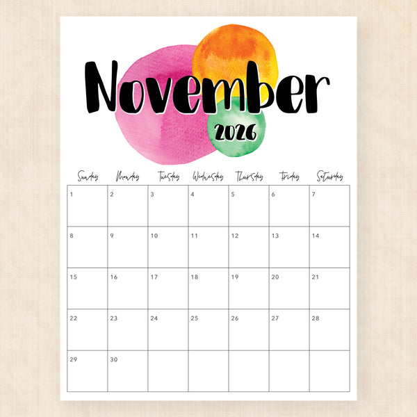 november 2026 calendar neon nectar