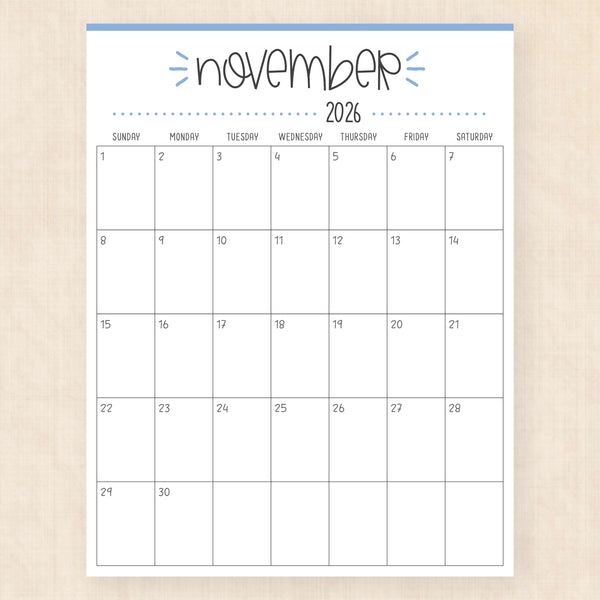 november 2026 calendar buzzy burst
