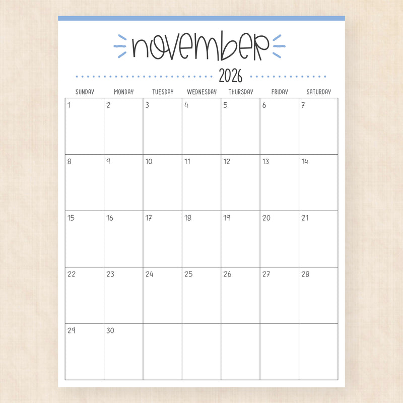november 2026 calendar buzzy burst