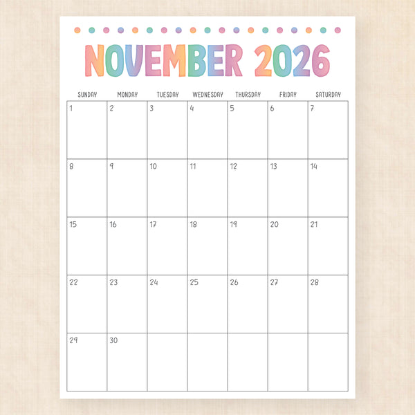 november 2026 calendar electric echo