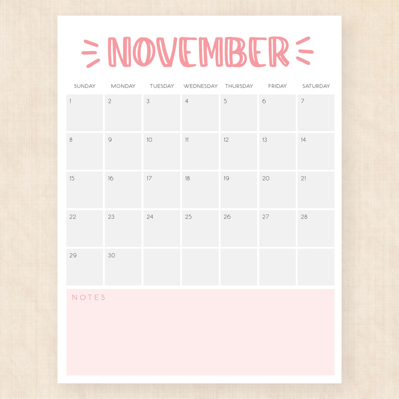 november 2026 calendar sassy splash