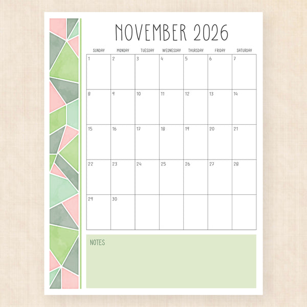november 2026 calendar midsummer mosaic
