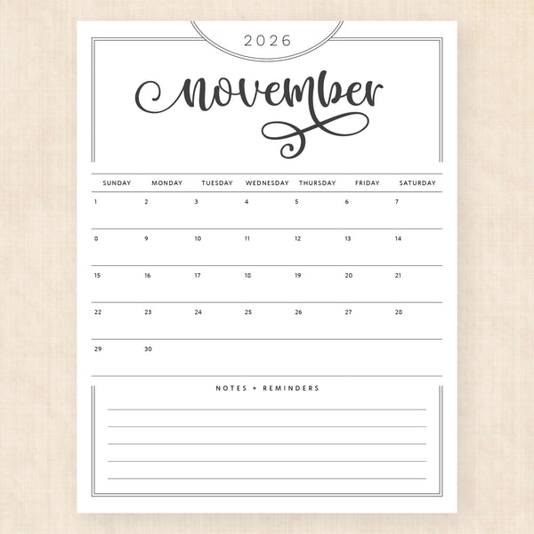 november 2026 calendar flawless flourish