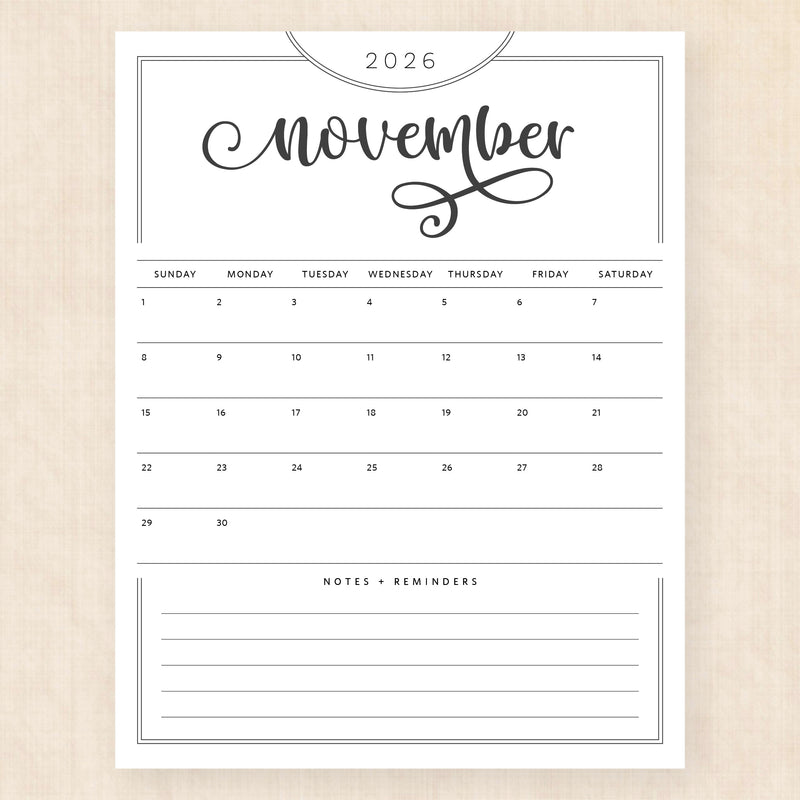 november 2026 calendar flawless flourish
