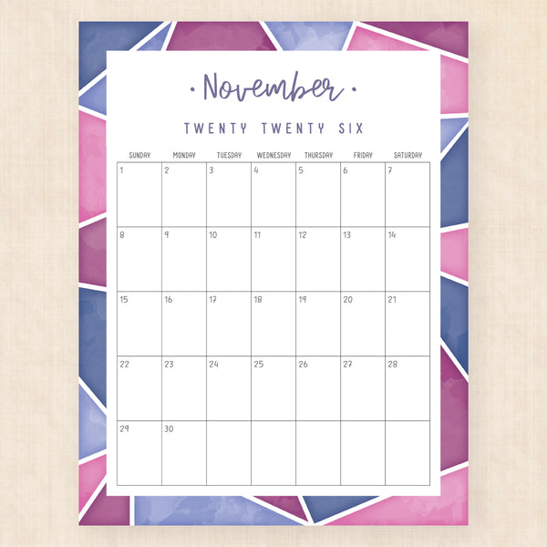 november 2026 calendar midnight mosaic