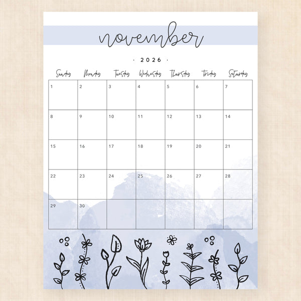 november 2026 calendar springtime splash