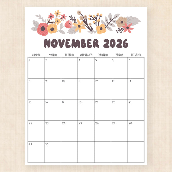 november 2026 calendar driftwood dreams