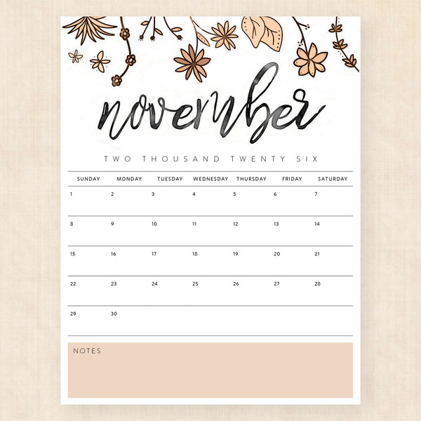 november 2026 calendar pixie prairie