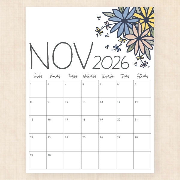 november 2026 calendar dapper daisies