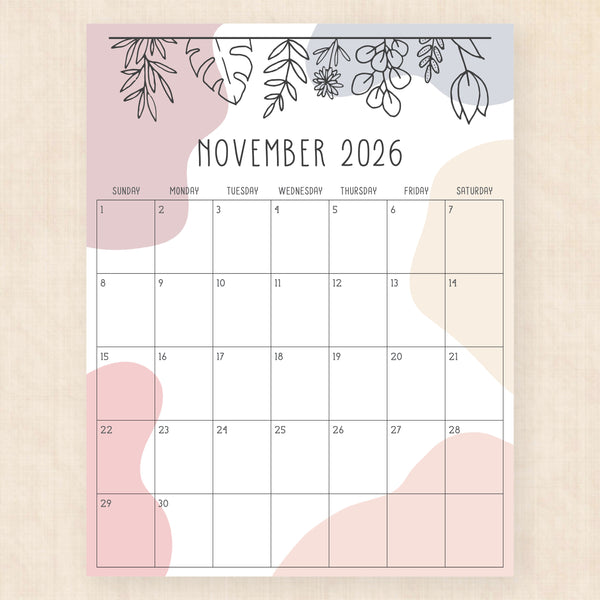 november 2026 calendar rustic rhapsody