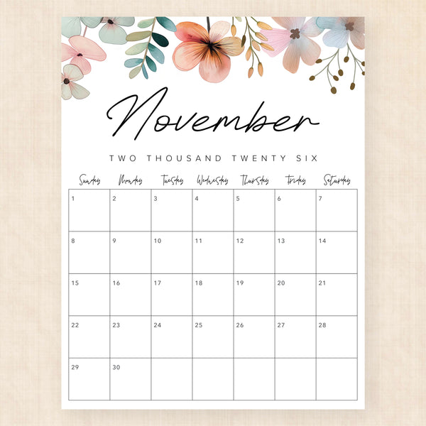 november 2026 calendar lush lagoon