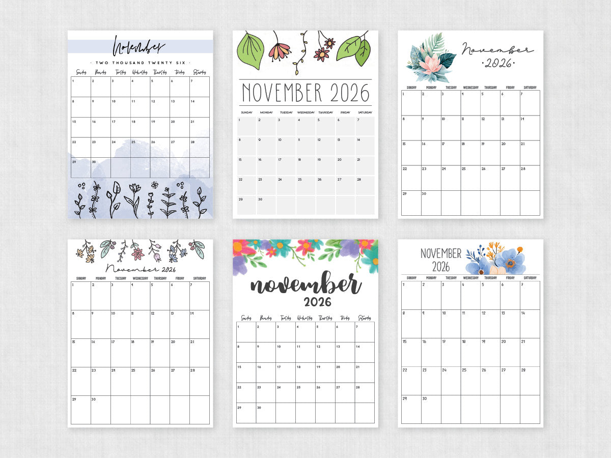 november 2026 printable calendar