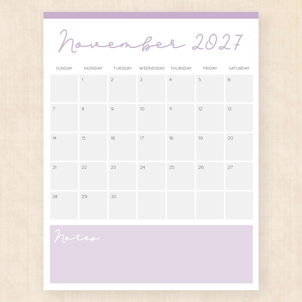 november 2027 calendar serene symphony
