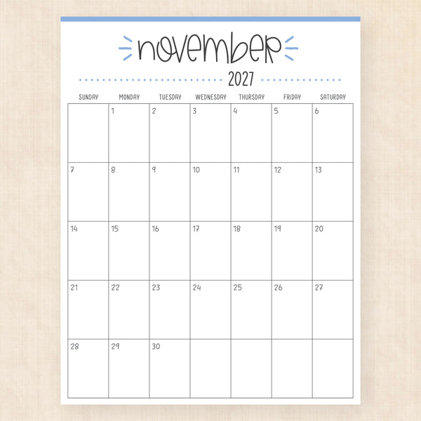 november 2027 calendar buzzy burst