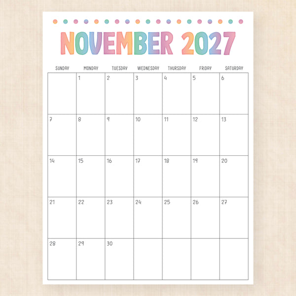 november 2027 calendar electric echo