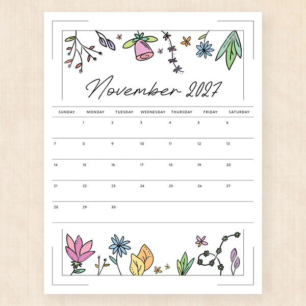 november 2027 calendar azalea anthem