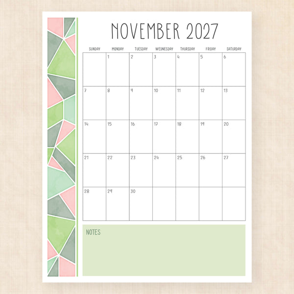 november 2027 calendar midsummer mosaic