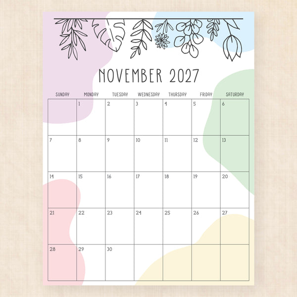 november 2027 calendar radiant rhapsody