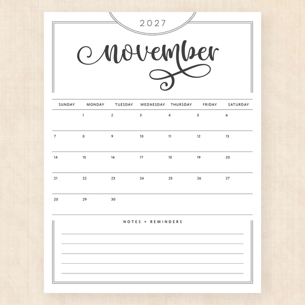 november 2027 calendar flawless flourish