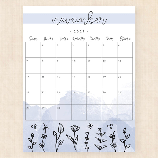 november 2027 calendar springtime splash