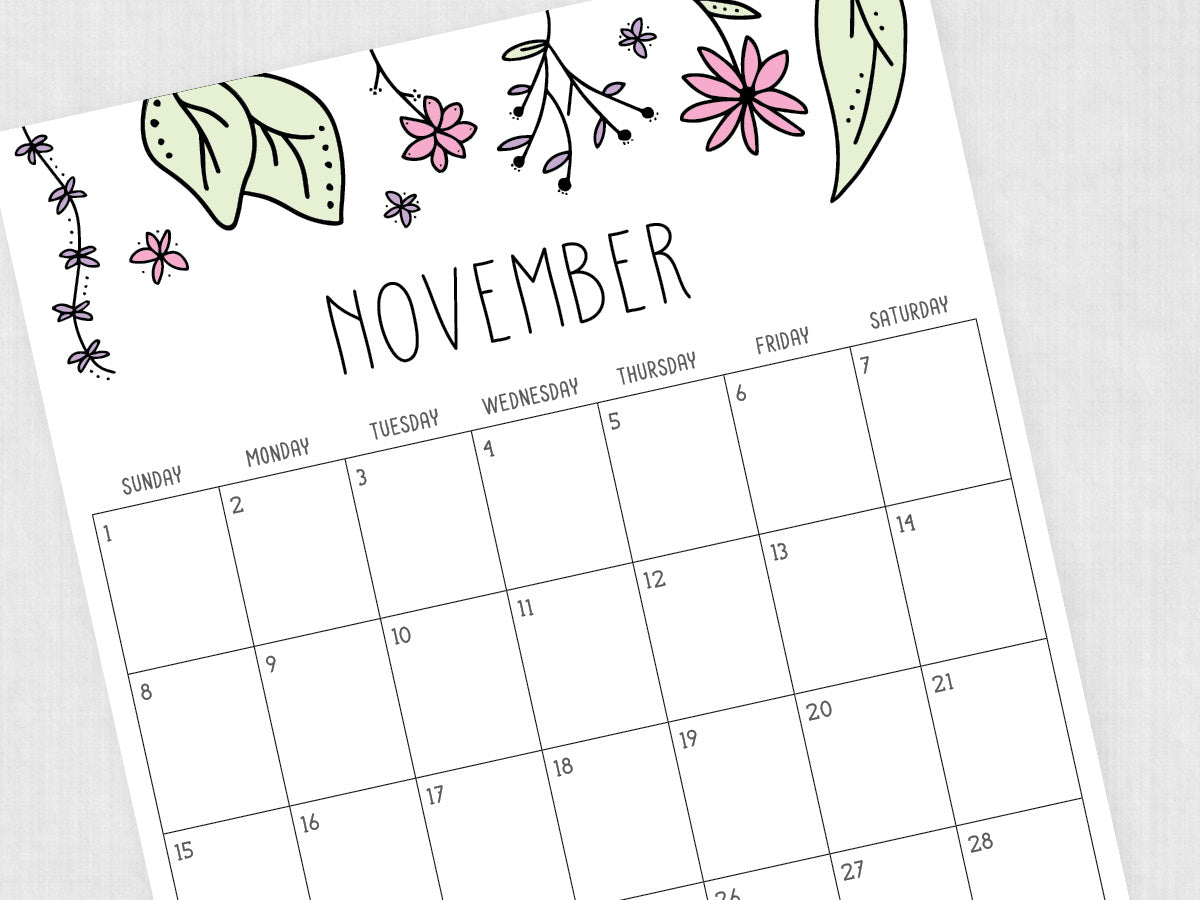 november calendar template