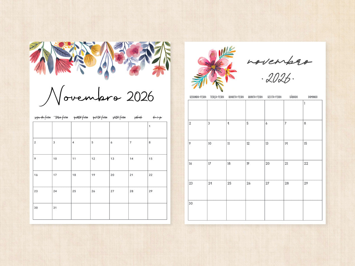 novembro 2026 calendário para impressão