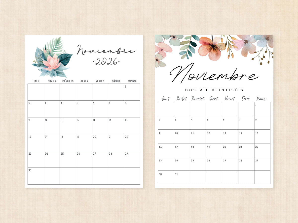noviembre 2026 calendario en blanco