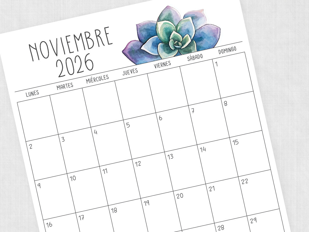 Calendario Noviembre 2026 PDF Para Imprimir calendario-noviembre-2026-pdf-para-imprimir