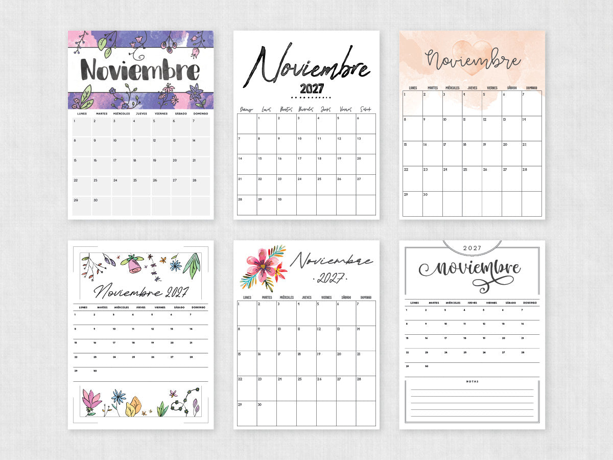 noviembre 2027 calendario imprimible