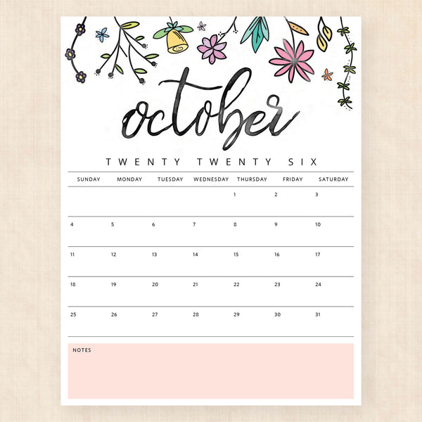 october 2026 calendar playful prairie