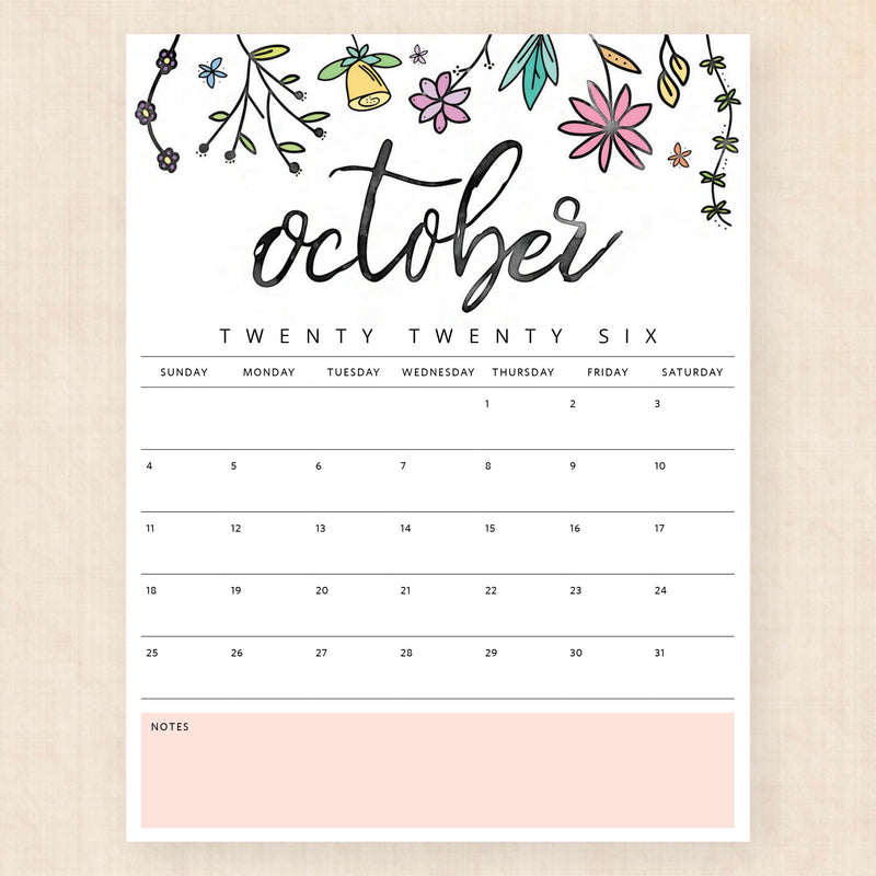 october 2026 calendar playful prairie
