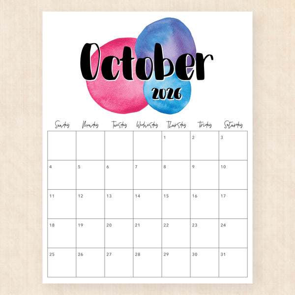 october 2026 calendar neon nectar
