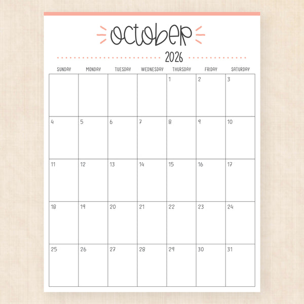 october 2026 calendar buzzy burst