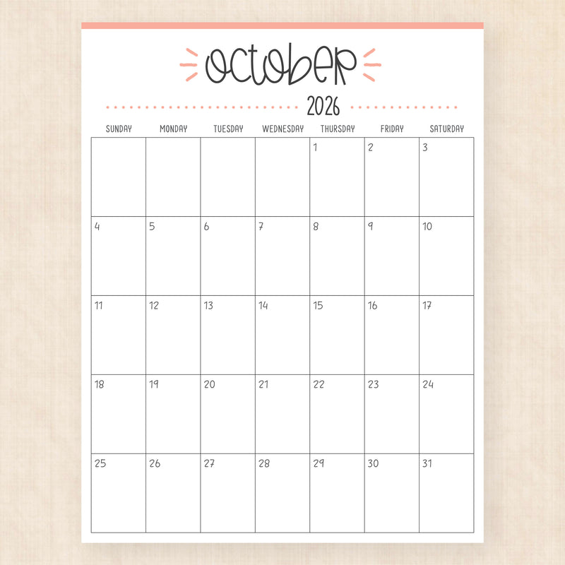 october 2026 calendar buzzy burst