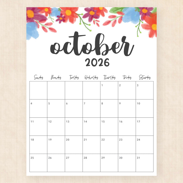 october 2026 calendar garland gaze