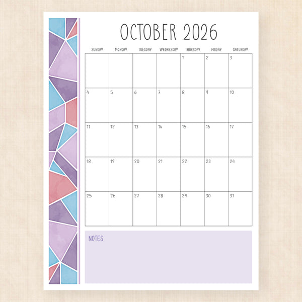 october 2026 calendar midsummer mosaic
