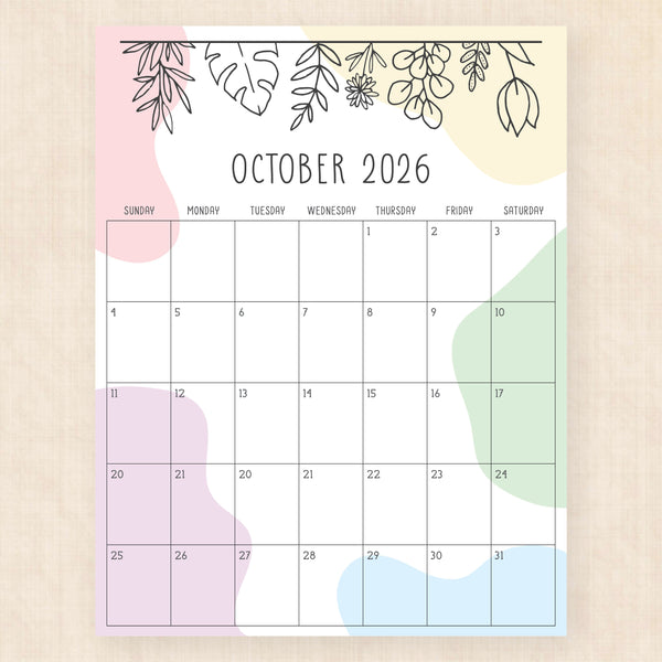 october 2026 calendar radiant rhapsody