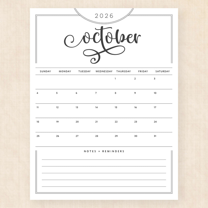 october 2026 calendar flawless flourish