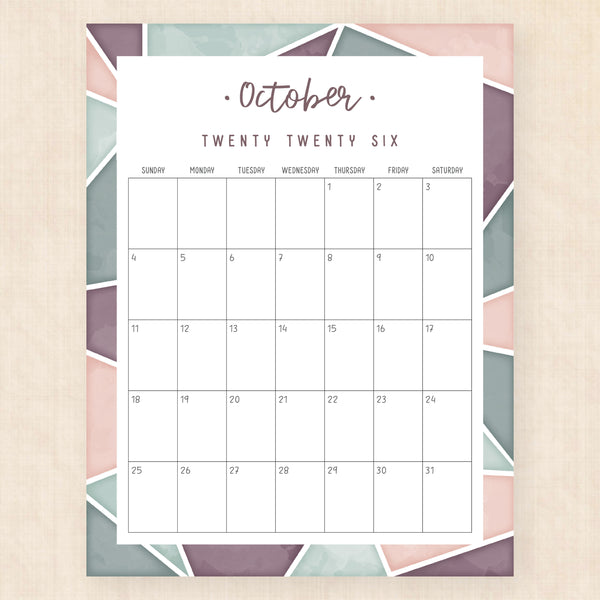 october 2026 calendar majestic mosaic