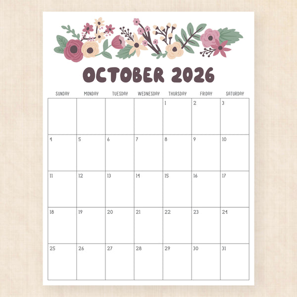 october 2026 calendar driftwood dreams