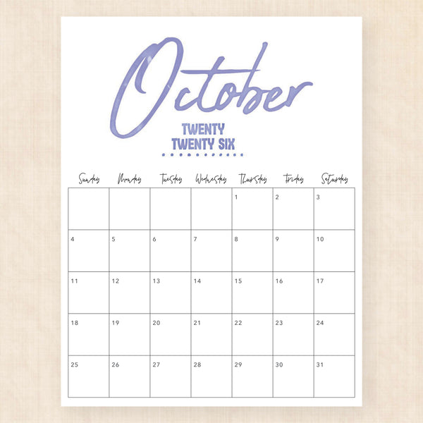 october 2026 calendar jazzy jewels