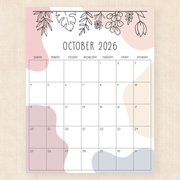 october 2026 calendar rustic rhapsody