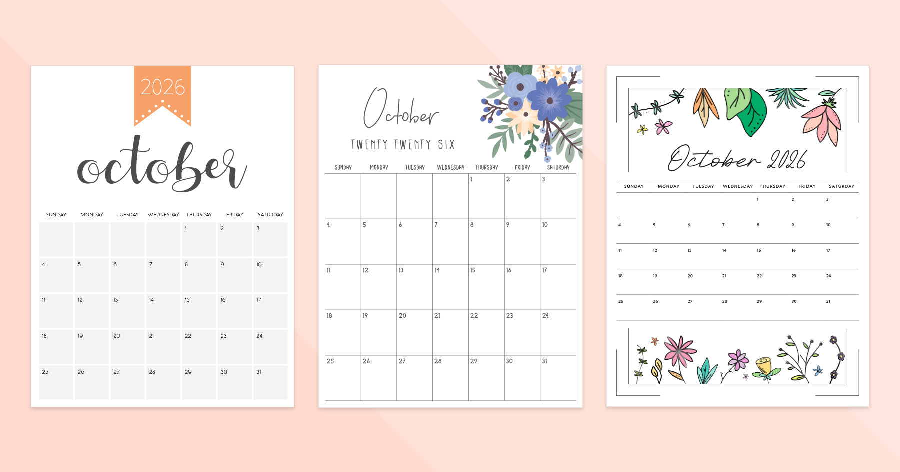 october 2026 calendar