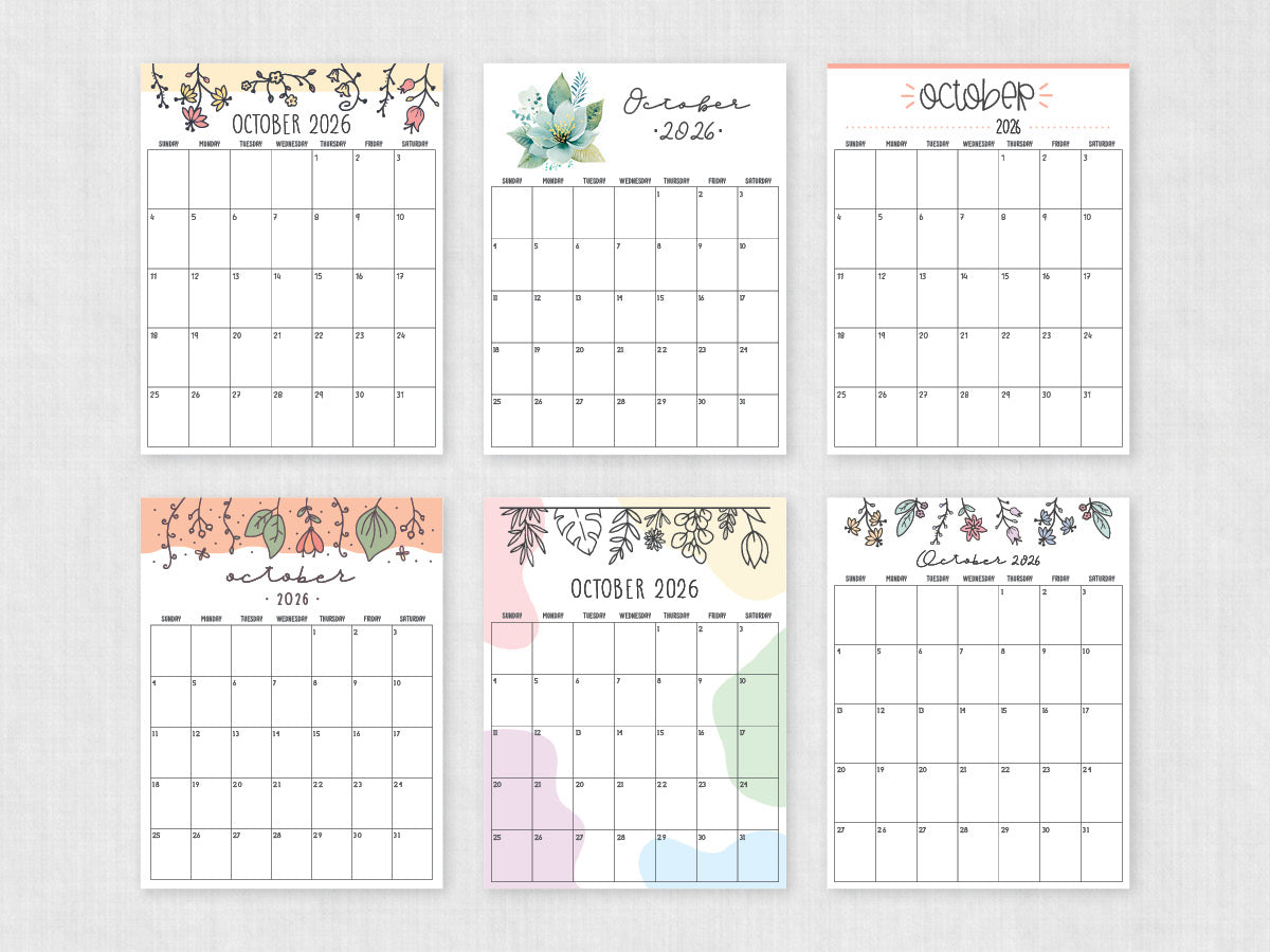 october 2026 printable calendar