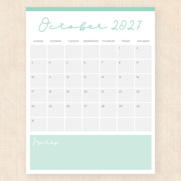 october 2027 calendar serene symphony