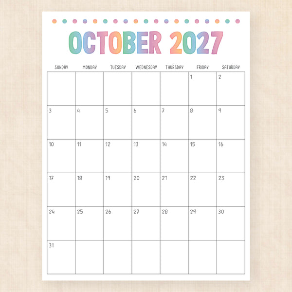 october 2027 calendar electric echo