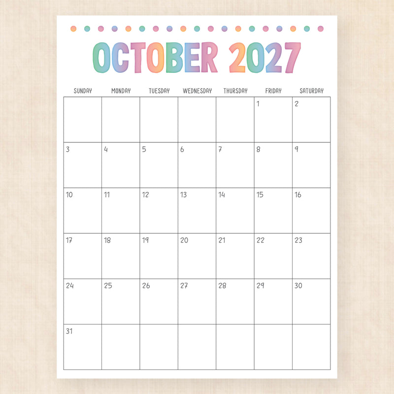 october 2027 calendar electric echo