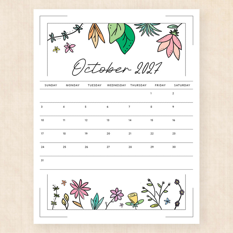 october 2027 calendar azalea anthem