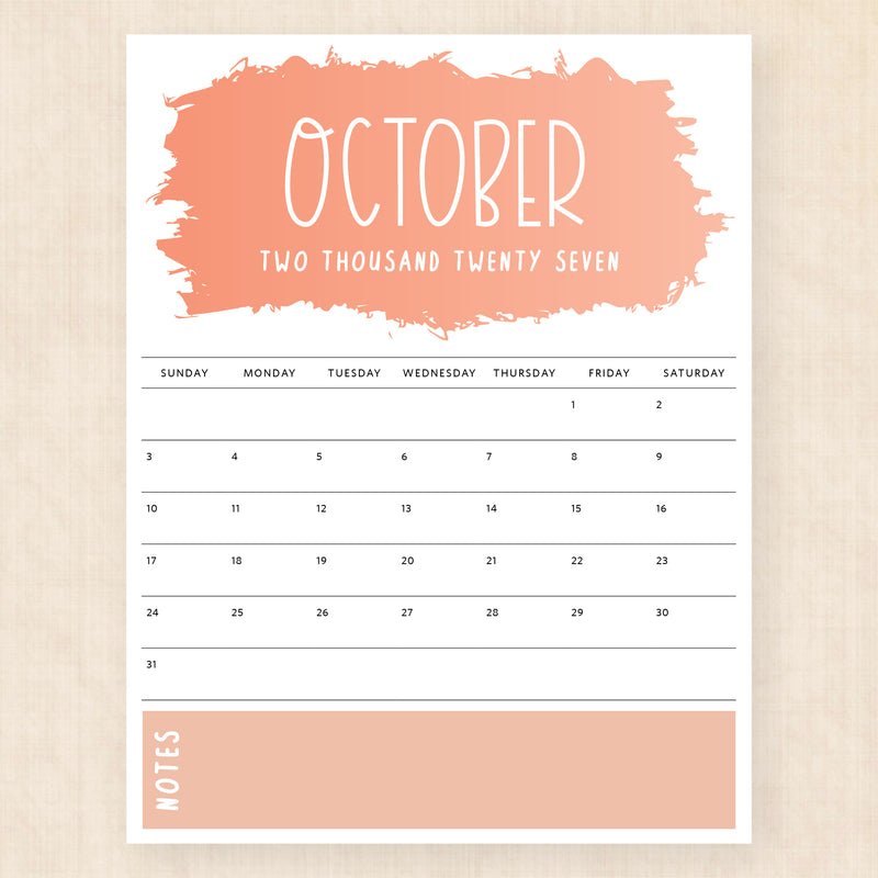 october 2027 calendar vivid vision